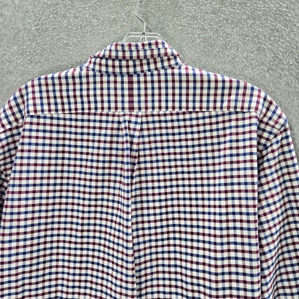 Ralph Lauren Men Button Up Shirt Large Blue Gingham Check Color Logo Collar READ